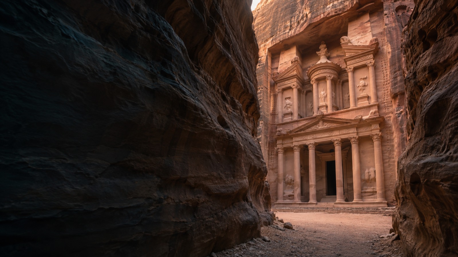 Petra's Treasury seen through the Siq